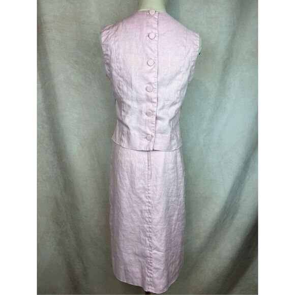 Vintage 1960s Linen Skirt Set Baby Pink Embroidered Susan Thomas Size Small/MD main image 9